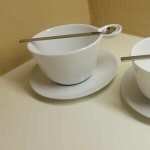 Crate & Barrel - Harmony Tea Cups with Spoons - Set of 2